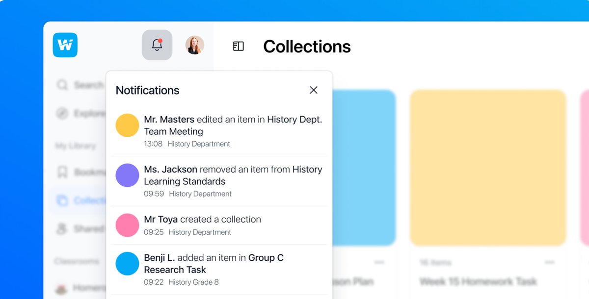 Discover the power of collaborative learning in @wakelet & how it can enhance classroom engagement. With our notifications, you get notified when people add, change, or edit your group collections & stay up-to-date with changes made by your collaborators. Here are some ideas