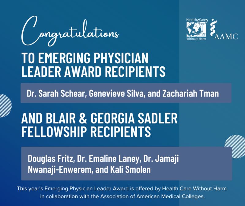 🌟Congratulations to the 2024 Emerging Physician Leader Award & Blair and Georgia Sadler Fellowship recipients. 🎉 The Emerging Physician Leader Award is offered by @HCWithoutHarm in collaboration with @AAMCtoday. Meet the recipients ➡️ noharm-uscanada.org/articles/news/…