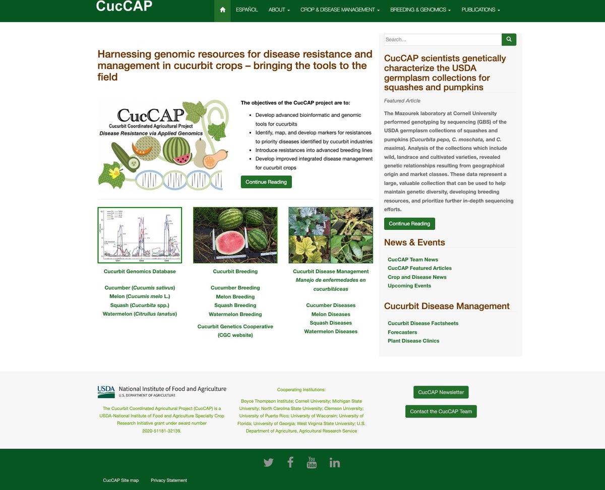This is my last growing season with the CucCAP team. Then I will pass on my duties to other Cucurbit disease internet sleuths. We share news from Extension professionals in NC, SC, NY, MI, GA, FL, and more.
😎🍉🥒🍉🥒🍉🥒🍉🥒🍉🥒🍉🥒🍉🥒🍉🥒🎃 
cuccap.org/links/