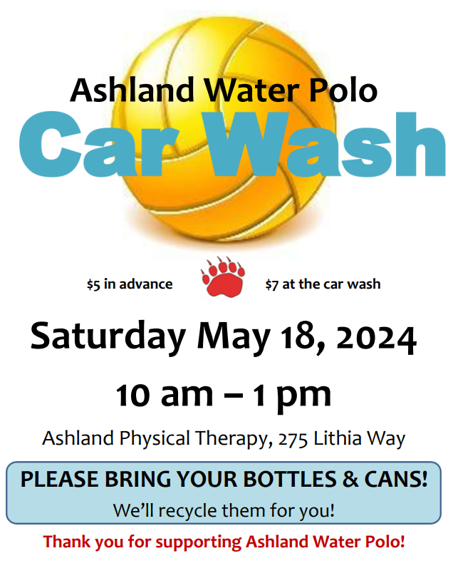 AHS_AshlandHigh's tweet photo. Car Wash @ Ashland Physical Therapy, 275 Lithia Way
Come support Ashland Water Polo!
Saturday May 18, 2024
10 am-1 pm
$5 in advance
$7 at the car wash

PLEASE BRING YOUR BOTTLES &amp; CANS!
We'll recycle them for you! https://t.co/uFlTSHcY4P
