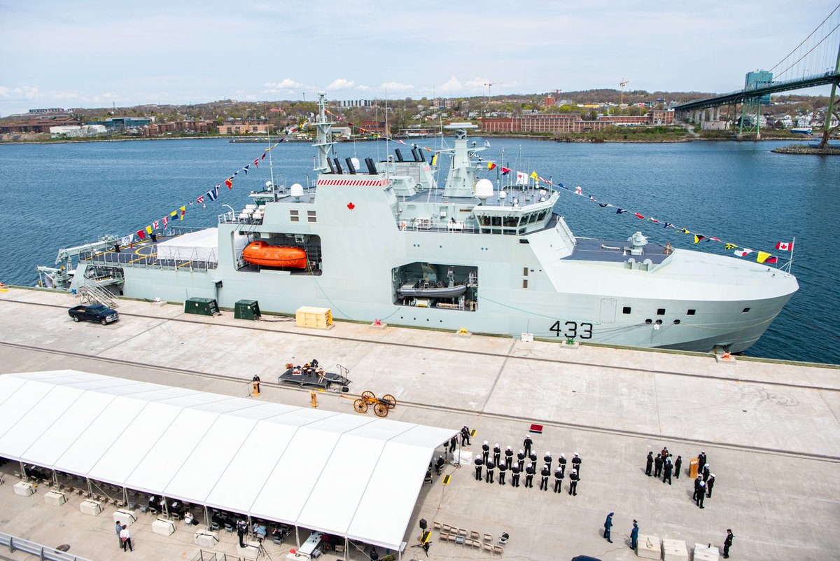 The @RoyalCanNavy welcomed HMCS William Hall as the fourth Arctic and Offshore Patrol Ship into naval service with a commissioning ceremony in Halifax, N.S. today. canada.ca/en/department-…