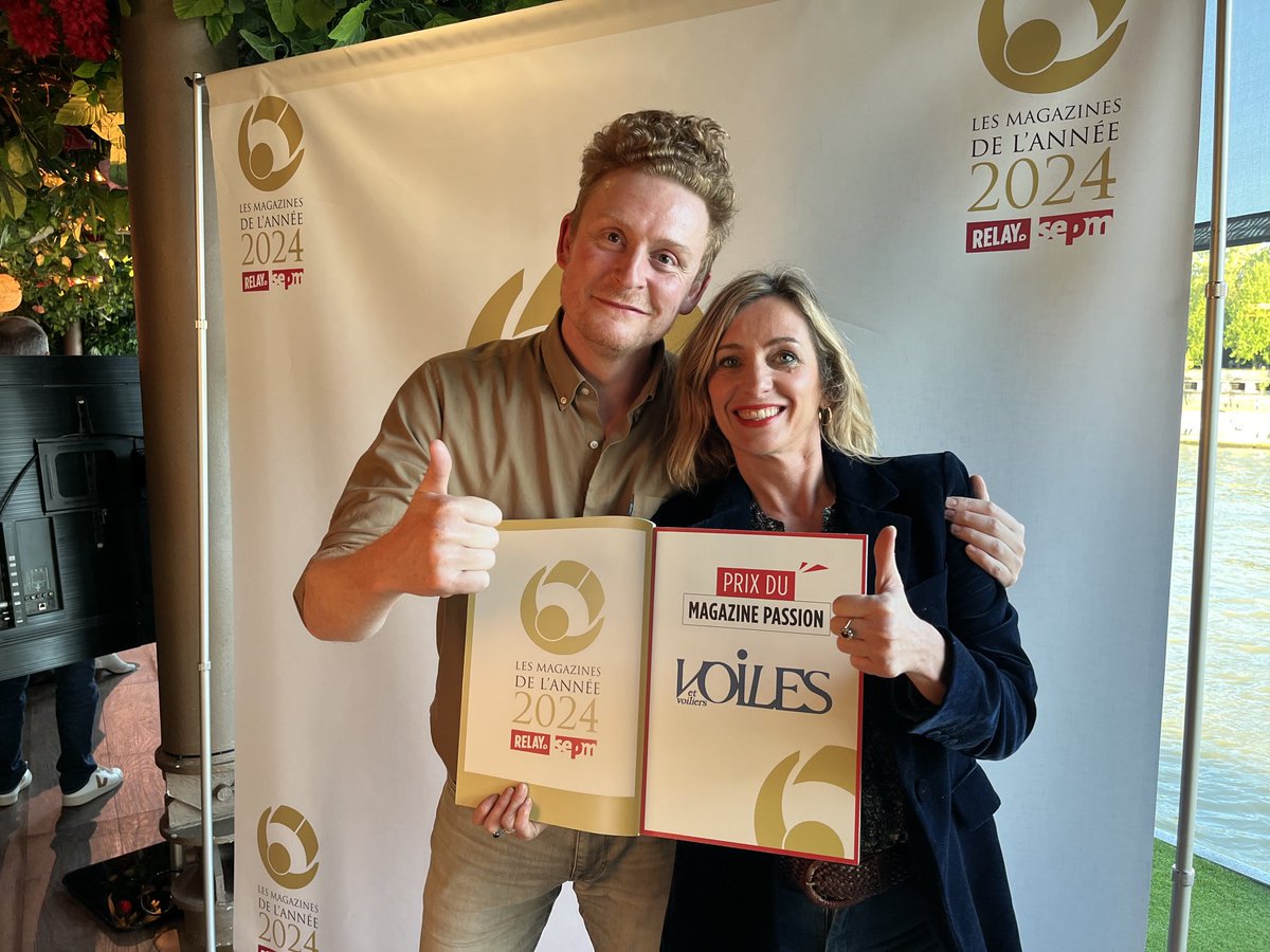 Voiles et Voiliers à l’honneur ce soir ! Vainqueur du prix passion de la presse magazine avec Adrien Cadot rédac chef et Marine Cau directrice artistique.