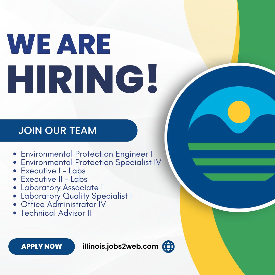 Ready to make a positive impact? Join our team at the Illinois Environmental Protection Agency! 💼 We're #hiring for multiple positions. Learn more at: epa.illinois.gov/about-us/emplo…