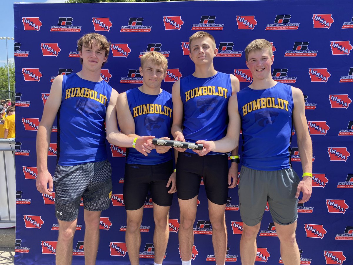 🏃‍♂️4x800 RELAY PLACES 17TH🏃‍♀️
Humboldt’s 4x800 relay team of Jackson Dodd, Mason Van Pelt, Peyton Van Pelt, and Elliot Carlson run a season’s best time of 8:20.34. The previous season’s best was 8:27.73 #iahstrk