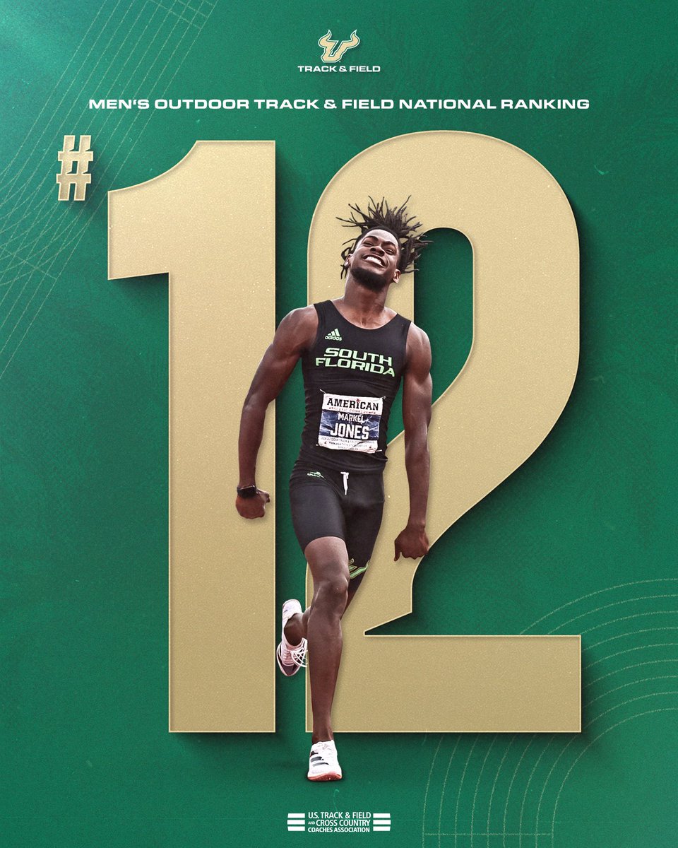 The week eight @USTFCCCA rankings are in and the South Florida men's team is ranked 12th in the nation! #HornsUp🤘