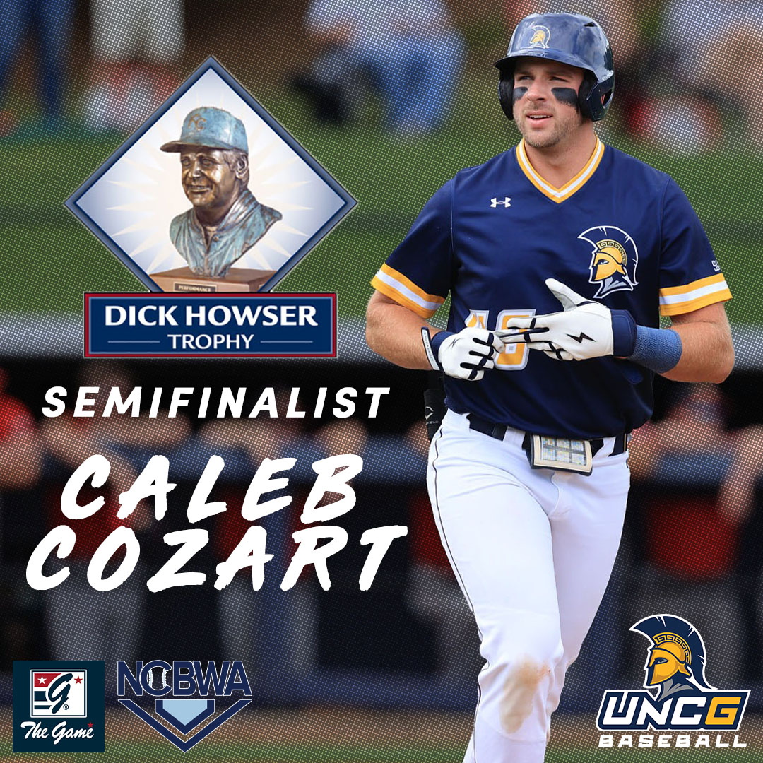Caleb Cozart has been named a semifinalist for the @HowserTrophy, which recognizes the nation's most prestigious college baseball player! 💪 #letsgoG 📰 go.uncg.edu/sdlbt8
