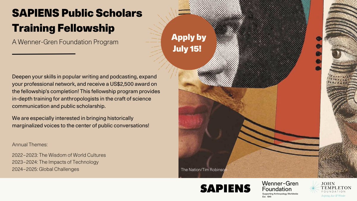 We're pleased to announce that the application portal for the SAPIENS Public Scholars Training Fellowship is now open! Apply here: loom.ly/BHWIdTg To learn more, visit sapiens.org/templeton.