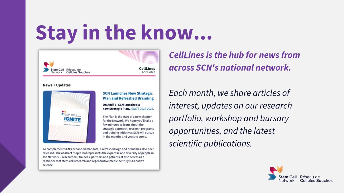 Missed this month's edition of CellLines? Don't worry, we got you covered! Sign up for CellLines, SCN's monthly newsletter packed with the latest news and updates across SCN's national network! 📩 mailchi.mp/stemcellnetwor…