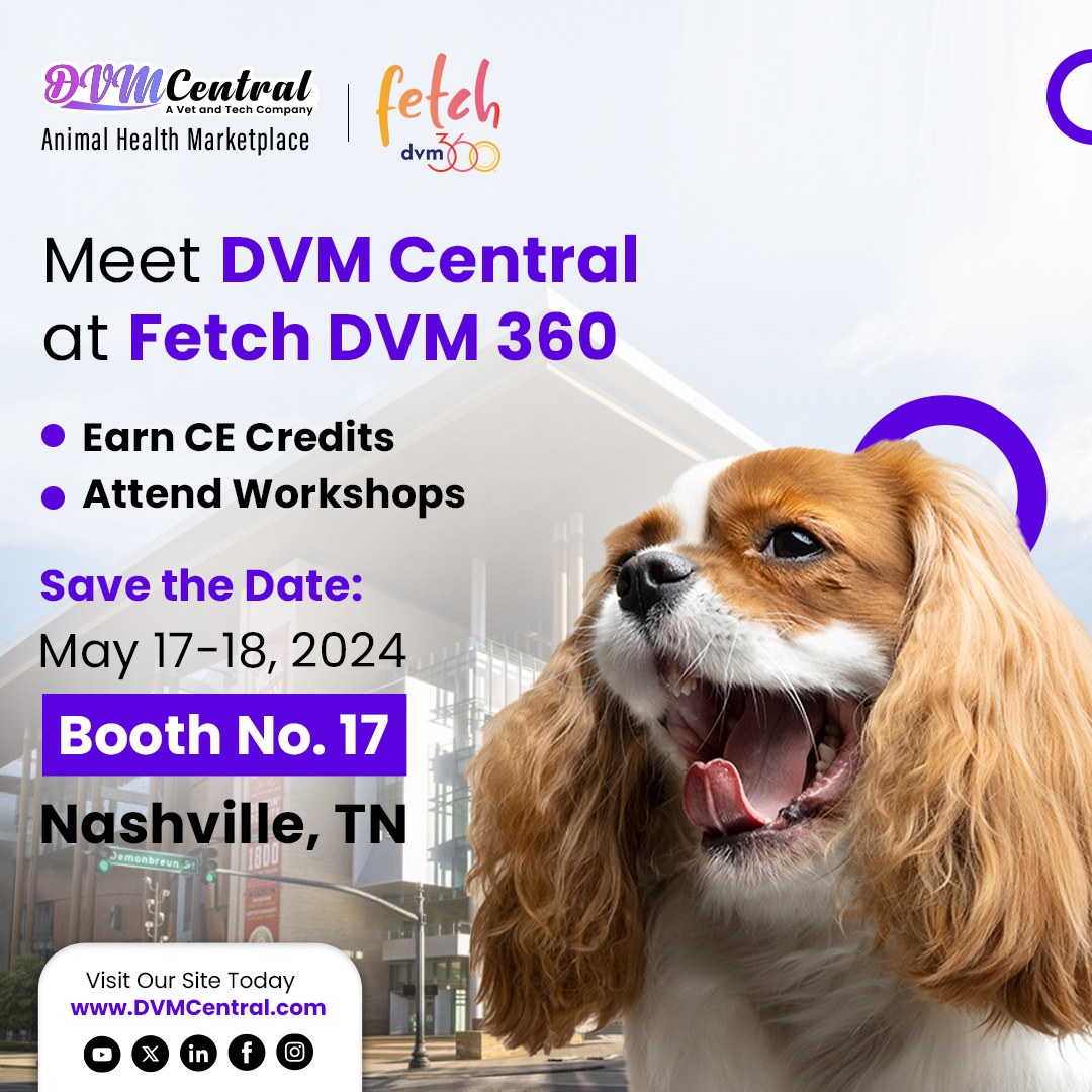 DVMCentral's tweet image. Calling All Veterinary Professionals in Nashville. Enhance Your Practice at Fetch Dvm 360 with DVM Central Marketplace.
.
📍 May 17th-18th,2024
📍 Booth NO. 17 
🎈Visit Our Site bit.ly/4akZ4xj
.
#dvmcentral #fetchdvm360 #vetconference2024 #animalhealthmarketplace