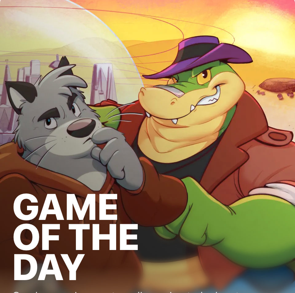 🐊 <a href="/BrokGator/">Brok the InvestiGator</a> from <a href="/COWCATGames/">BROK THE INVESTIGATOR 🐊 Wishlist the DLC!</a> is our #GameOfTheDay!

This punchy adventure might look like a cartoon from the ’80s, but it takes place in the future. (What?!) The game is a genre-bending mystery, and it's packed with accessibility options! (Bonus!)

📲: apple.co/GatorGOTD