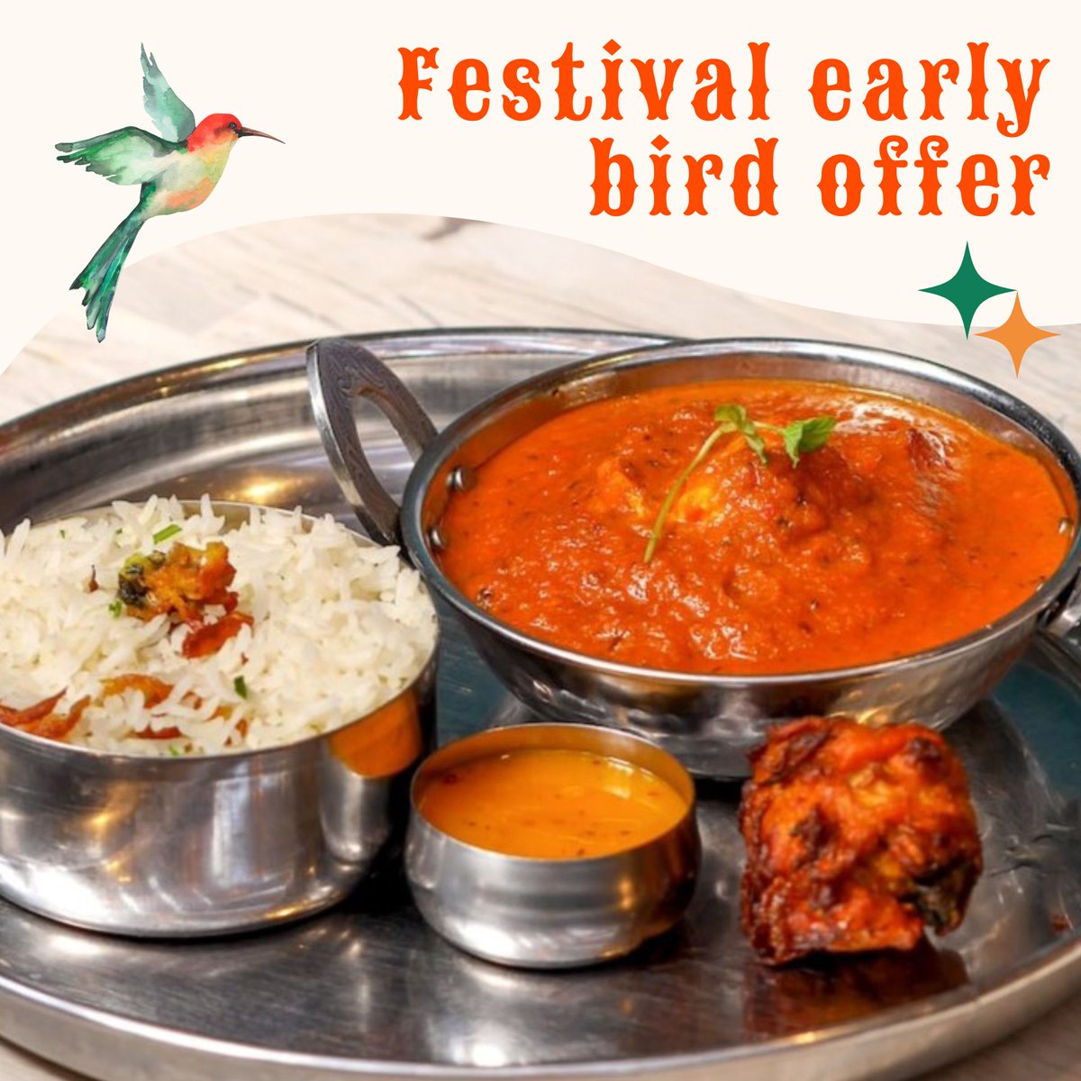 Curry Leaf Cafe (@curryleafcaff) on Twitter photo Calling all hungry festival folk! 📣Check out our early bird festival offer & pick any curry (excluding lamb), any rice + a veggie pakora for £15.50. 🙌 Available Sun-Fri 5:30-7pm. Flash your <a href="/thegreatescape/">The Great Escape</a> lanyard or Festival/Fringe ticket when ordering.
<a href="/Love_Brighton/">VisitBrighton</a> Calling all hungry festival folk! 📣Check out our early bird festival offer & pick any curry (excluding lamb), any rice + a veggie pakora for £15.50. 🙌 Available Sun-Fri 5:30-7pm. Flash your <a href="/thegreatescape/">The Great Escape</a> lanyard or Festival/Fringe ticket when ordering.
<a href="/Love_Brighton/">VisitBrighton</a>