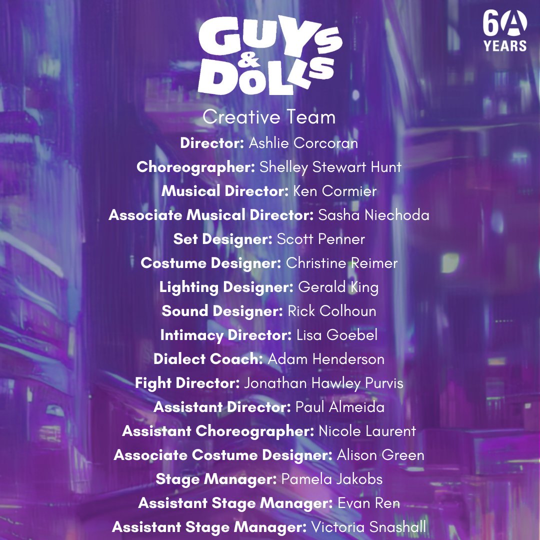Tonight is the first performance of #ACTCGuysandDolls! Meet the incredible artistic team behind this classic musical. 🌃🕺

🎟️: artsclub.com/shows/2023-202…