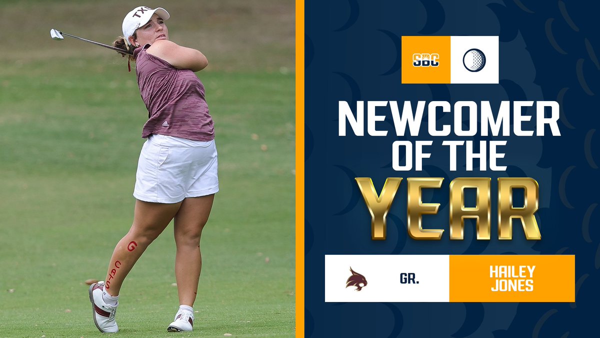 𝗝𝗢𝗡𝗘𝗦' 𝗝𝗨𝗡𝗖𝗧𝗨𝗥𝗘. @txstatewgolf graduate Hailey Jones is the 2024 #SunBeltWG Newcomer of the Year. The 2024 Sun Belt individual medalist led the Bobcats in scoring average (71.62), wins (2) and top-10 finishes (3). ☀️⛳️ 📰 » sunbelt.me/3WGyrzF