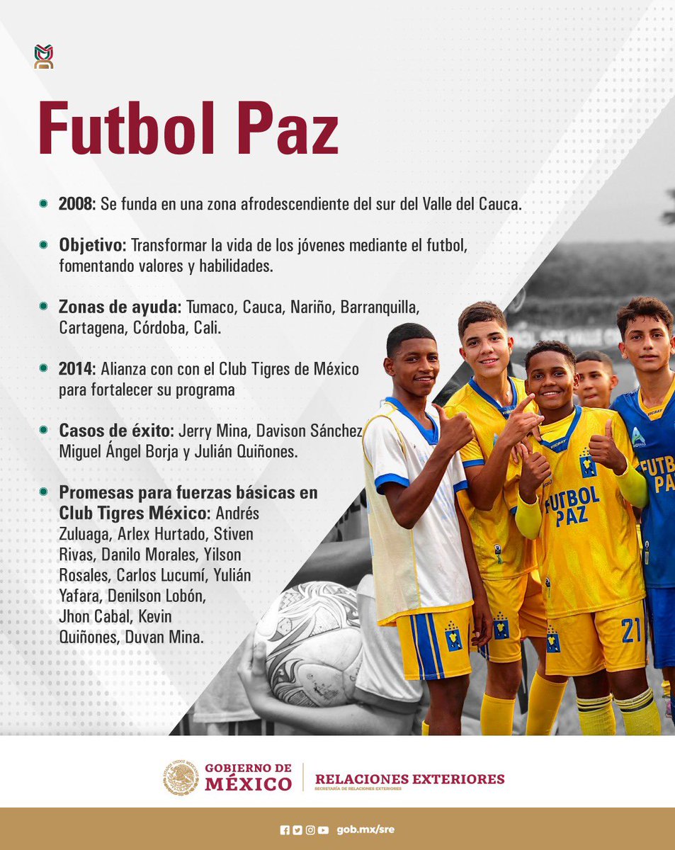 🔺Hoy conmemoramos el Día Internacional de la Convivencia en Paz y, a propósito, te invitamos a conocer la asociación “Futbol por la paz”, que tiene como objetivo ayudar a jóvenes a convertirse en futbolistas profesionales y contribuir a sus comunidades. @julian_quiones3