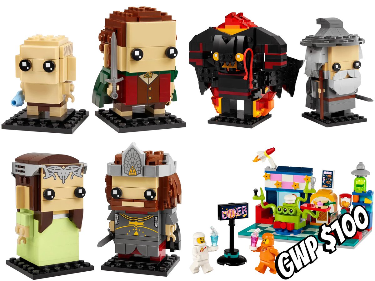 Now available at LEGO online! Lord of the Rings Brickheadz. Alien Space Diner GWP with $100 spent. 👉 bit.ly/3K1Skd0 #LEGO #LordoftheRings #Brickheadz #ad