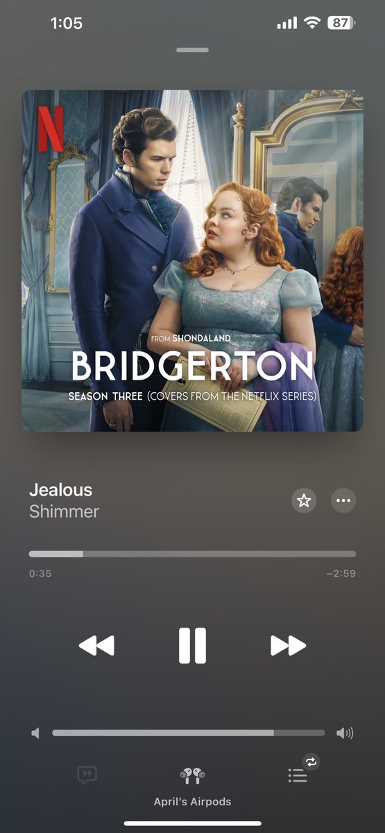 Who else is singing with this version? It just comes naturally! Finally able to listen to the Orchestral Version of @nickjonas JEALOUS from @bridgerton Season 3 Premiere and loving it!