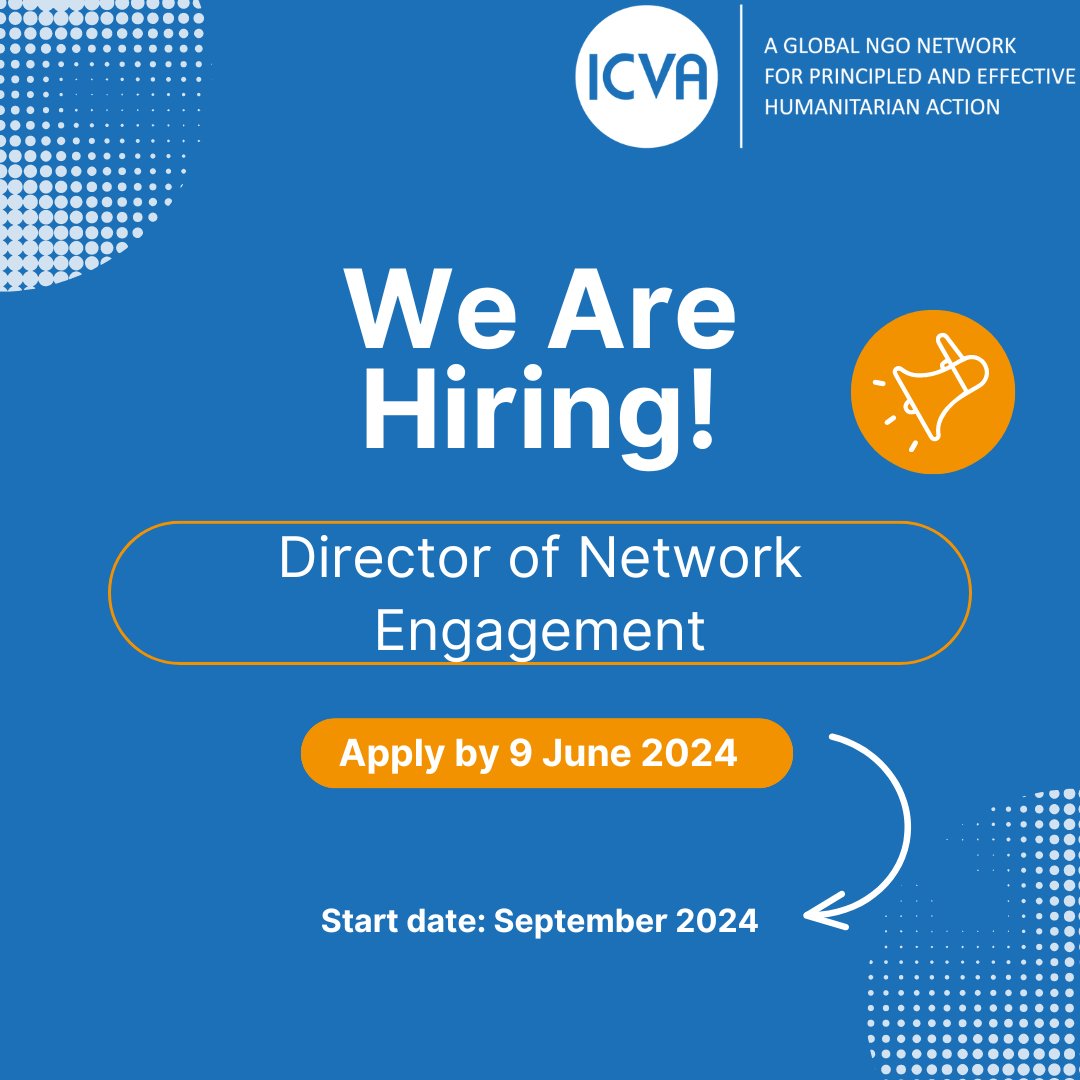 🚀 Exciting Opportunity Alert!🌍 Are you passionate about #humanitarian work? @ICVAnetwork is seeking a dynamic and experienced professional to fill the role of Director of Network Engagement. Check more information and apply by 9 June⬇️ icvanetwork.org/resource/vacan… #hiring #job