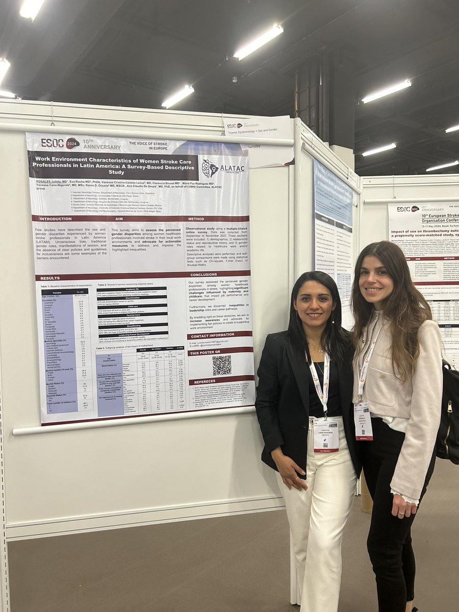 Today we presented our poster at #ESOC2024 ♥️ 
Great experience! 
⬆️ awareness of gender disparities 
🙏🏻 advocate for implementing policies to create supportive environment work