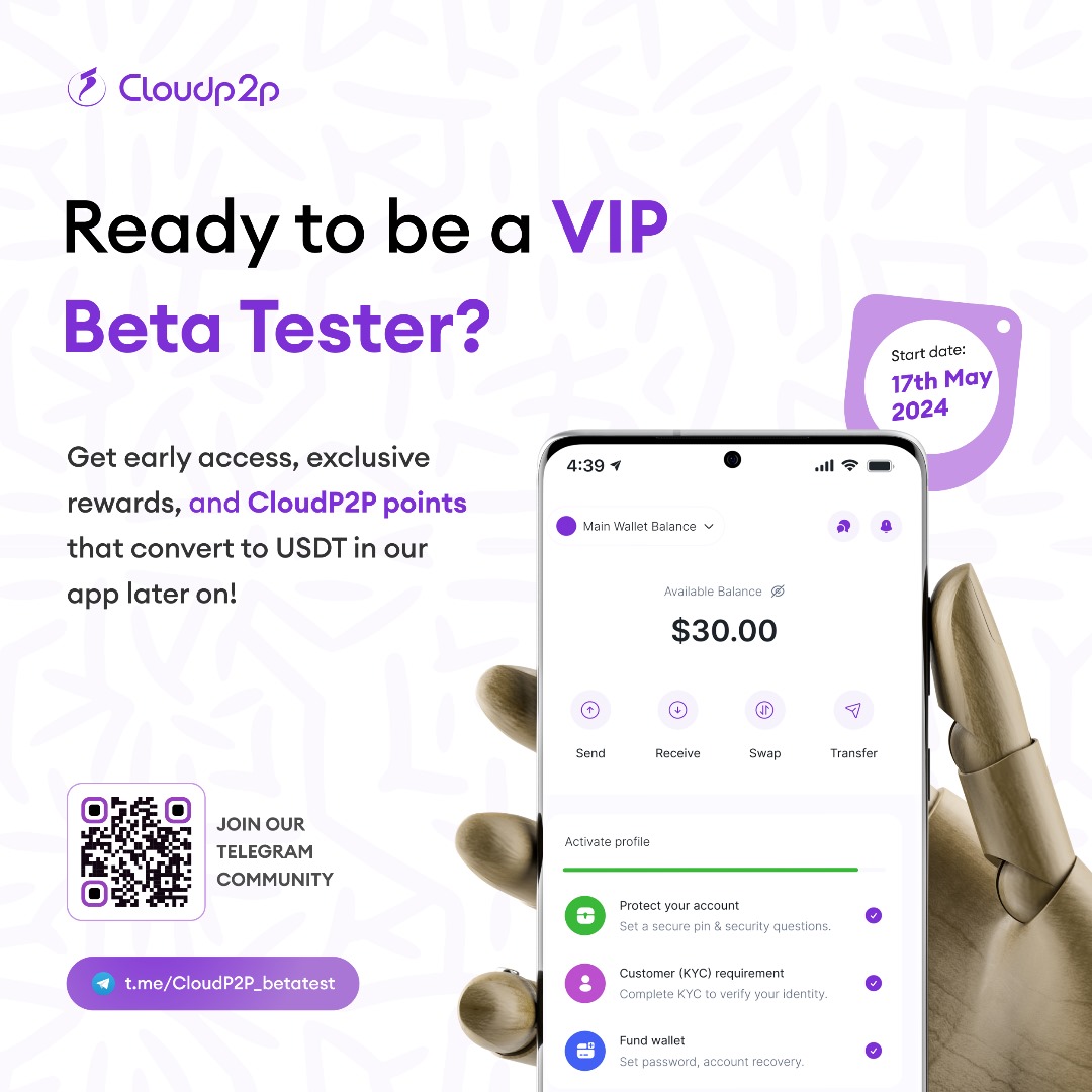 One of the perks of participating in our beta testing is being rewarded with Cloudp2p points, which is convertible to USDT

Let's shape the future of crypto transactions together.   

Secure your spot NOW 👇: 

t.me/CloudP2P_betat…

#cloudp2p #betatest #NOTCOİN