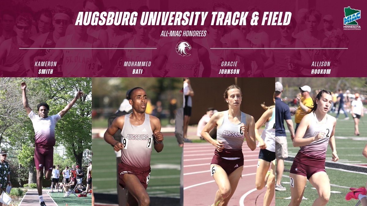 TRACK & FIELD - Congratulations to the four Auggies who earned All-MIAC honors, including Kameron Smith, named Men's Rookie of the Year!

Story: athletics.augsburg.edu/news/2024/5/16…
#d3tf #AuggiePride