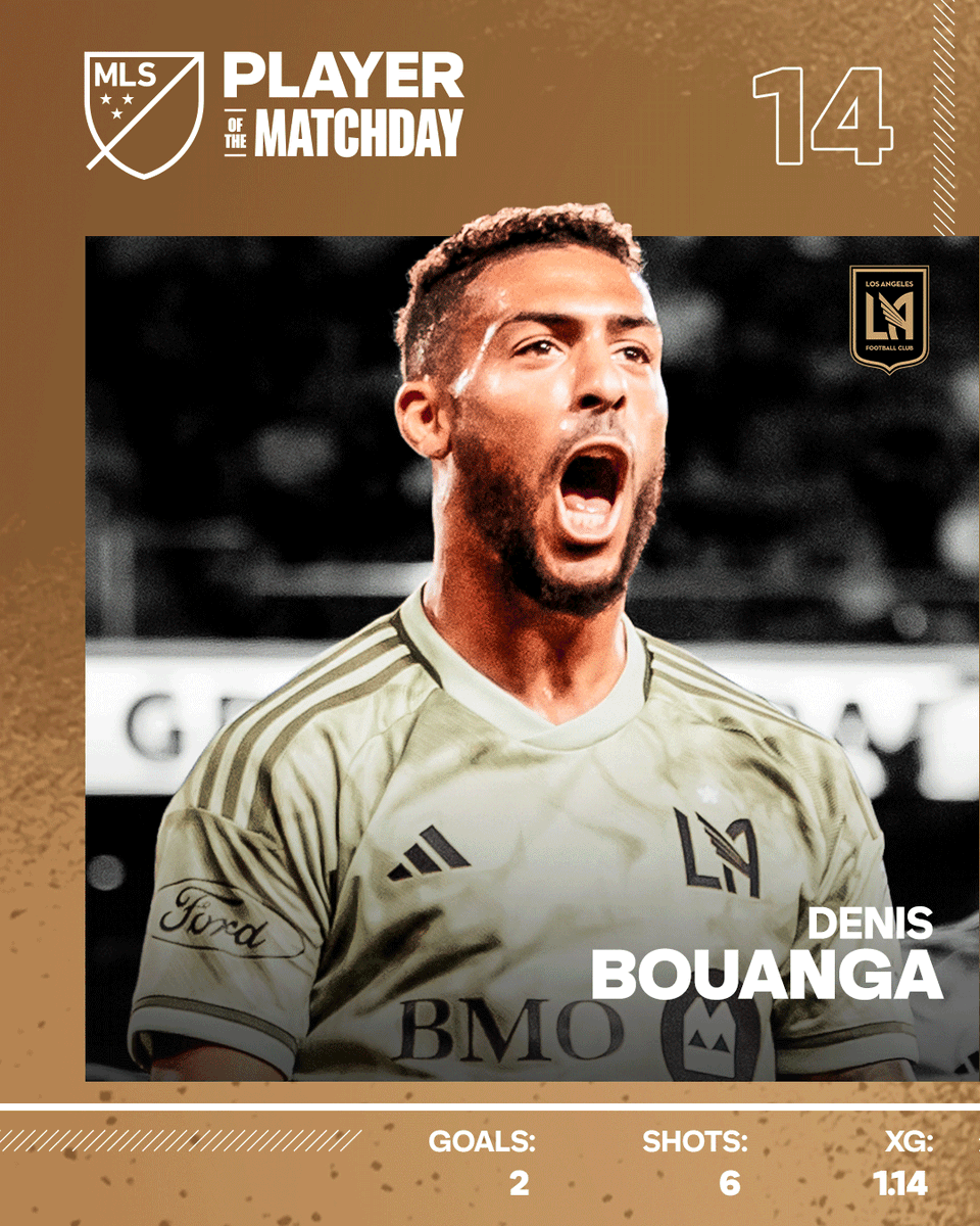 MLS's tweet photo. Two more goals to make it eight on the year for Denis Bouanga. 🤩 https://t.co/vm5dxBkTqi