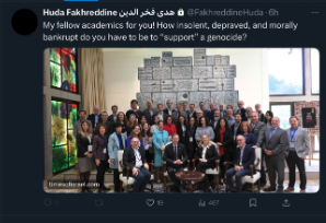 Professor Fakhreddine @Penn has been citing academic freedom in defense of her vile anti-Semitism. Yet, when it comes to other faculty actually exercising their freedom to board a plane, they all of a sudden became 'insolent, depraved, and morally bankrupt.'