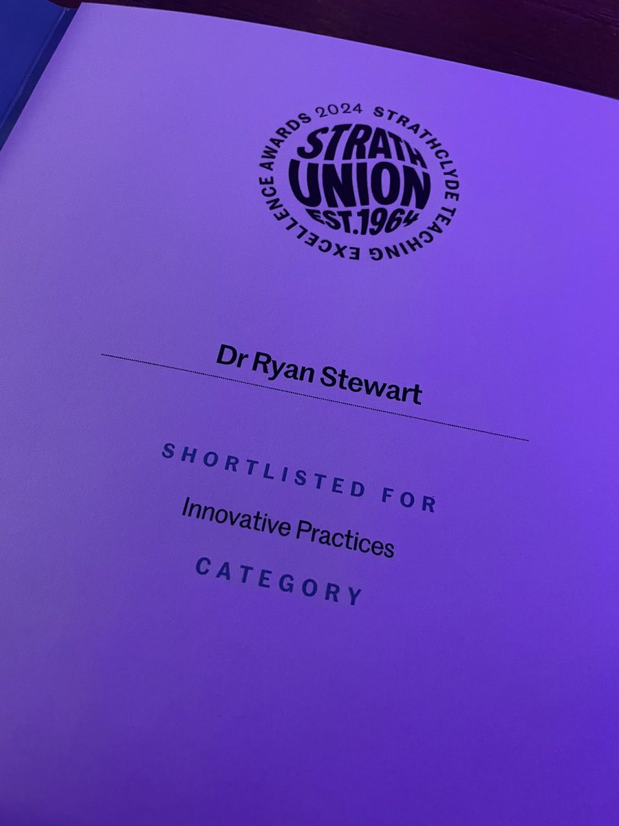 Delighted to have been shortlisted for a Teaching Excellence Award at <a href="/UniStrathclyde/">University of Strathclyde</a> in the category Innovative Practices 🎉

Huge thanks to the students who nominated me, it’s very much appreciated 😃

Congratulations to all the winners 🥳 

<a href="/StrathMathStat/">MathsStats@Strath</a>
