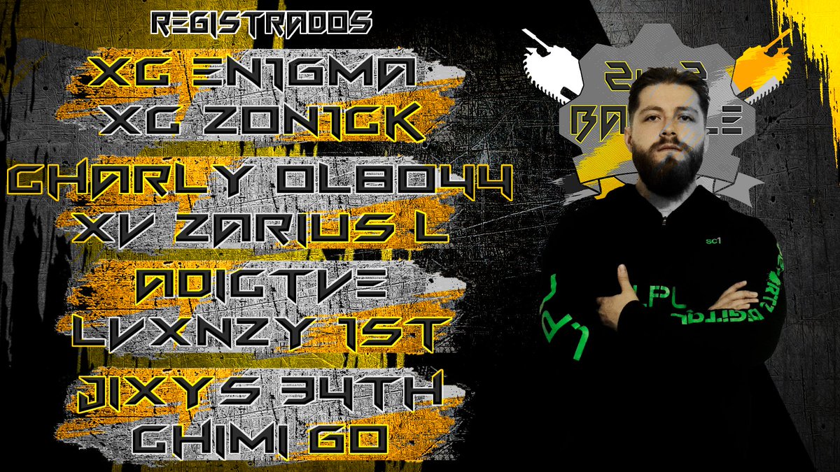 Deporte Digital 01 (@deportedigitalh) on Twitter photo REGISTRO ABIERTO BATTLE 2vs2 LPL
Regístrate al 2vs2 AHORA MISMO en la pagina oficial de Deporte Digital: deportedigital.games/registros
☢️DUOS REGISTRADOS
<a href="/GearsLATAM/">GearsLATAM</a>
<a href="/GearsEsports/">Gears Esports</a>
<a href="/sc1mx/">score one 🎮 sc1</a> REGISTRO ABIERTO BATTLE 2vs2 LPL
Regístrate al 2vs2 AHORA MISMO en la pagina oficial de Deporte Digital: deportedigital.games/registros
☢️DUOS REGISTRADOS
<a href="/GearsLATAM/">GearsLATAM</a>
<a href="/GearsEsports/">Gears Esports</a>
<a href="/sc1mx/">score one 🎮 sc1</a>