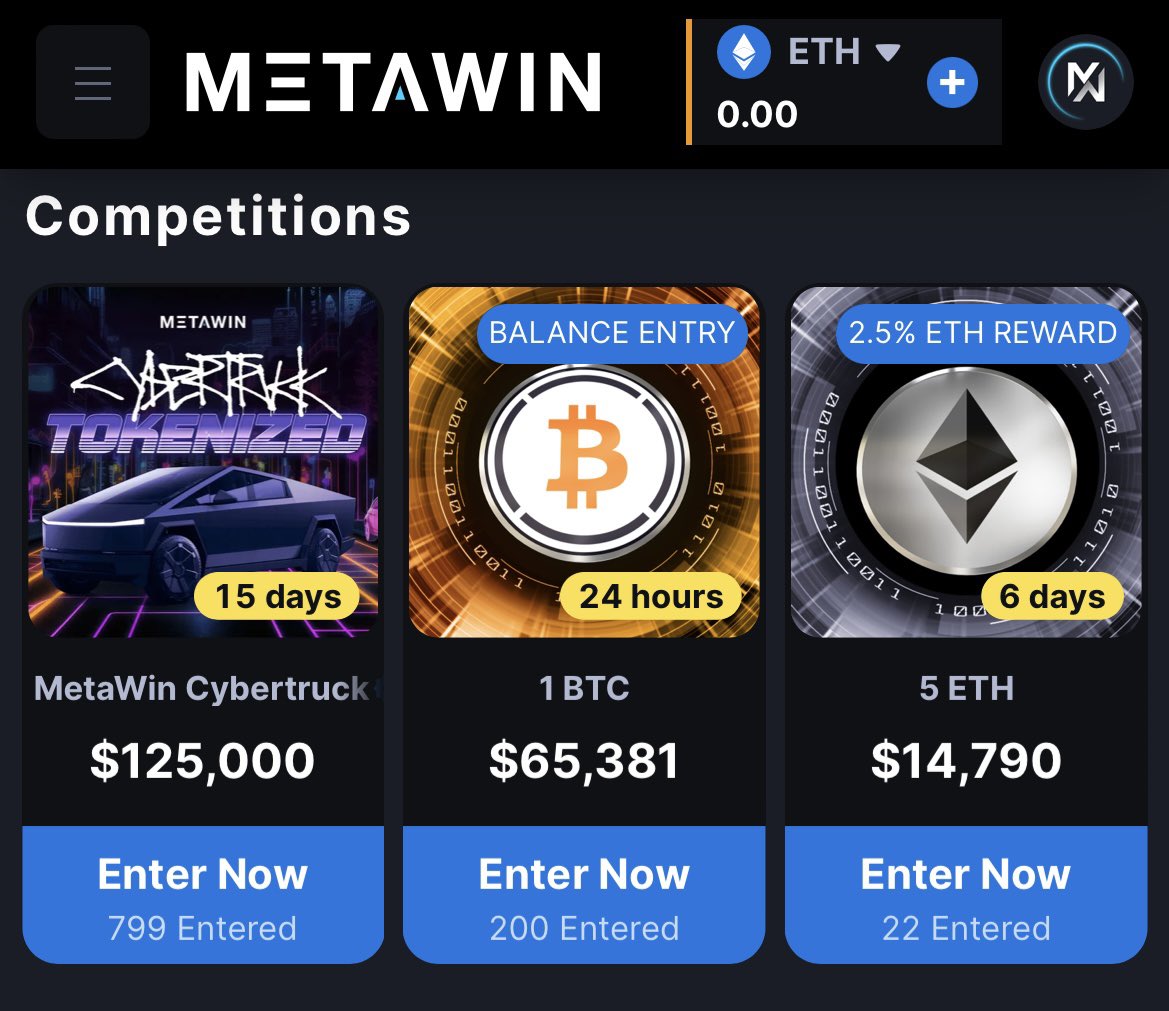 Giveaway 👀 24 hours until our newest 1 $BTC sweepstakes draws on metawin.com! We are giving away $100 in $ETH to 1 person who Likes, RTs & Comments what they would do w/ the BTC! Go!!