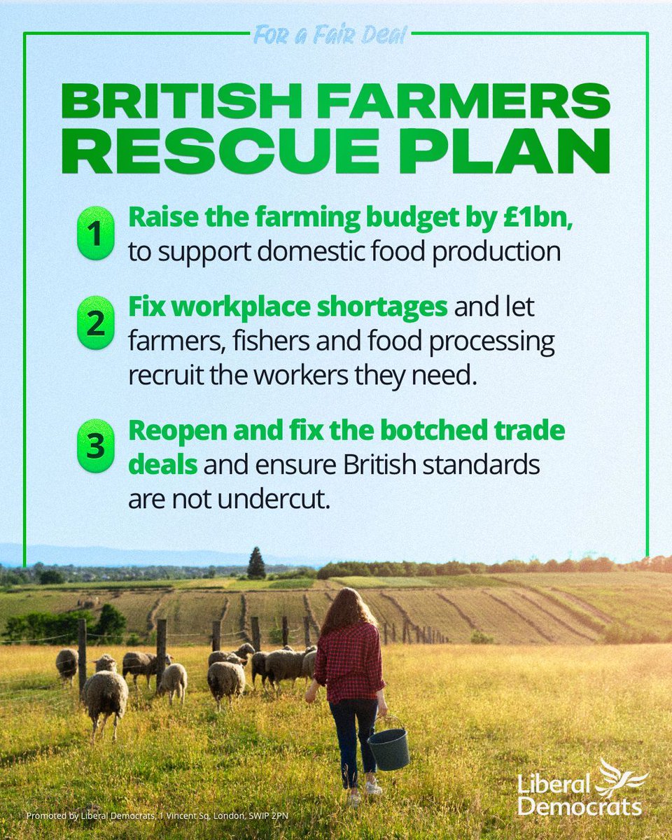 It's time to rescue British farmers from years of Conservative neglect, being taken for granted and failed rural policies. 🚜⬇️