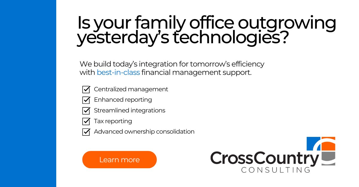 Interested in making the switch from #QuickBooks to @SageIntacct to better support your family office? 

Check out the latest insights from our Sage Intacct implementation experts: ow.ly/oTOi50RIWPz  

#CrossCountryConsulting #ABetterExperience #SageIntacct #FamilyOffice