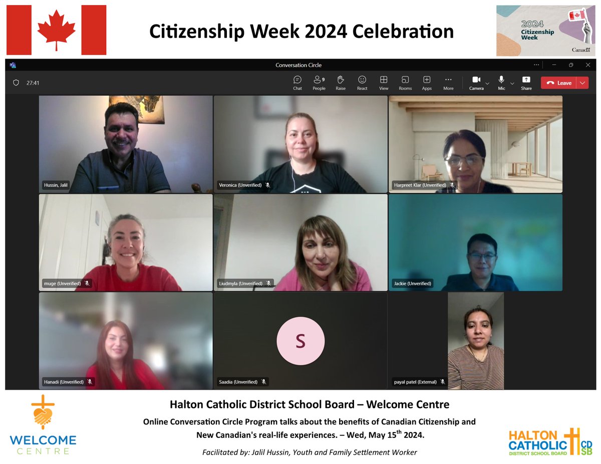 This Citizenship Week in our Online Conversation Circle Program, participants explored the perks of Canadian Citizenship and exchanged their real-life stories as new Canadians.#CitizenshipWeek #MyCitizenship <a href="/CitImmCanada/">IRCC</a> <a href="/HCDSB/">Halton Catholic DSB</a>