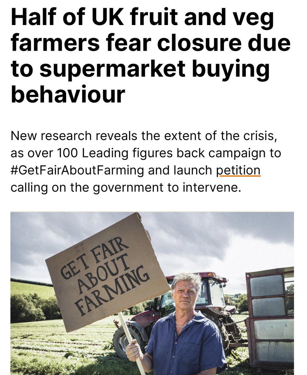 Tesco's profits hit £2.3 billion and their chief executive’s salary hit £10 million. Meanwhile, 49% British fruit & vegetable farmers say it's likely they will go out of business in the next 12 months, and many farmers blame unfair buying practices and payments of supermarkets.