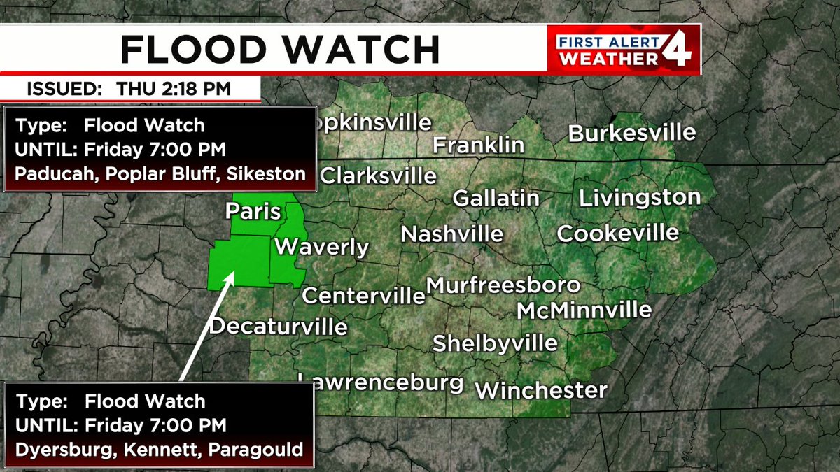 FLOOD WATCH/FLASH FLOOD WATCH: A Flood Watch/Flash Flood Watch has been issued for the highlighted area. If you're in that zone, monitor the #FirstAlert Weather app closely for the duration of this watch, in case warnings are issued.