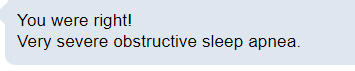 DrSiyabMD's tweet photo. As an interventional cardiologist, I spend more time screening people for obstructive sleep apnea than I do for coronary artery disease. 

Message from patient who had vague non-specific symptoms, and all of his cardiac testing I performed was negative (echocardiogram, angiogram, etc), who got a sleep study at my recommendation:

"You were right! Very severe obstructive sleep apnea."

He's probably had OSA for decades - no one talked to him about it until he met me for the first time. 

OSA is extremely under-diagnosed and associated with a big increase in heart disease, stroke, AFib, sudden death etc. Also makes your life miserable because of poor sleep. 

And no, you don't have to be overweight/obese to have it. 

Please get tested if you have symptoms or risk factors
