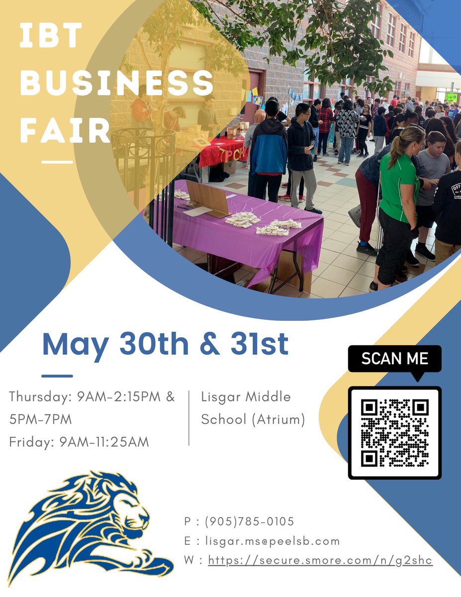 Mrs. Kooting (@mrskooting) on Twitter photo It’s almost time for the Grade 8 IBT Business Fair on May 30th & 31st in the atrium! Check out our digital flyer (link below) to see all the amazing products available in 2 weeks! #entrepreneur <a href="/LisgarMS/">Lisgar Middle School</a> <a href="/PeelSchools/">Peel District School Board</a> It’s almost time for the Grade 8 IBT Business Fair on May 30th & 31st in the atrium! Check out our digital flyer (link below) to see all the amazing products available in 2 weeks! #entrepreneur <a href="/LisgarMS/">Lisgar Middle School</a> <a href="/PeelSchools/">Peel District School Board</a>