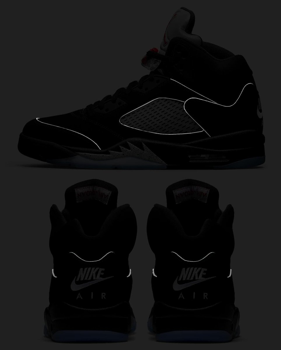 UPDATE 🚨 2025's Air Jordan 5 'Black/Metallic' will be a REIMAGINED release.

It will feature reflective piping on the upper (mock-up pictured)