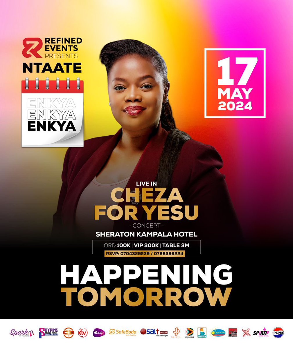 The moment we have all been waiting for👐🏽 @Gabientaate’s maiden Cheza For Yesu concert will be on tomorrow, at @kampalasheraton Hotel. Get your early bird tickets at 100k. #ChezaForYesuConcert