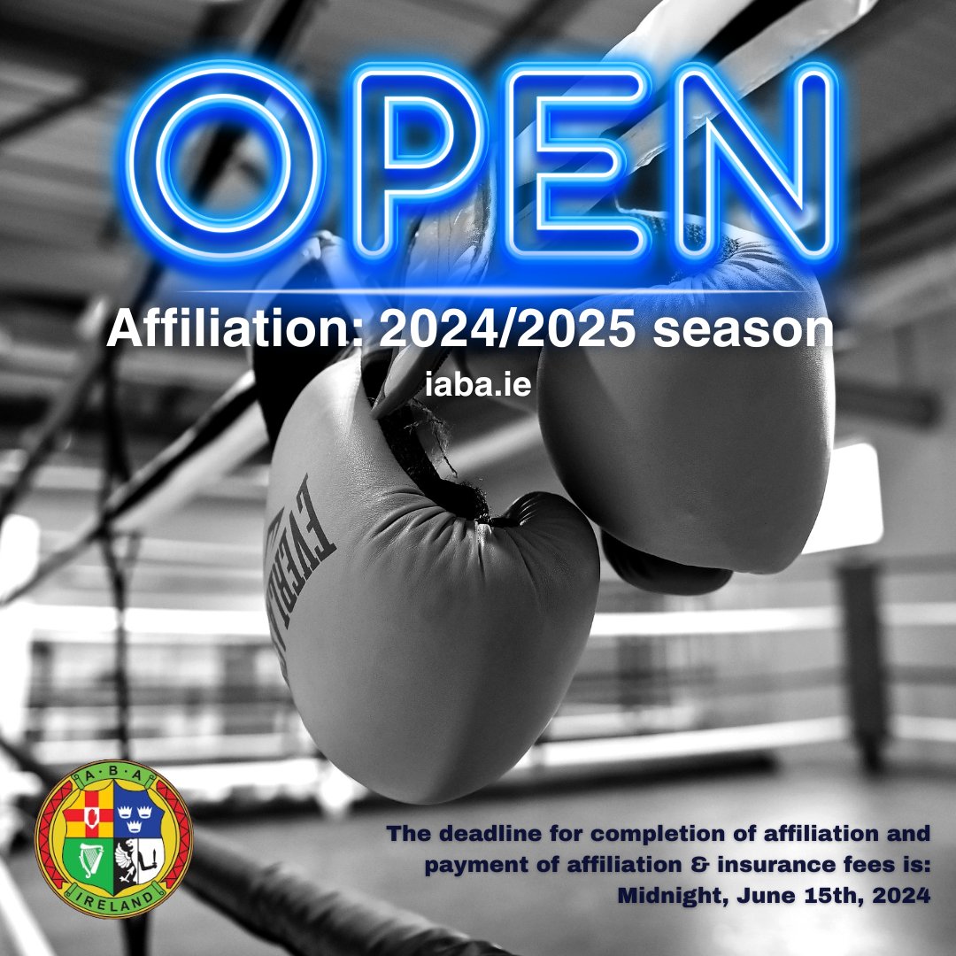 Affiliation for the 2024/2025 season is now open. Clubs are reminded that they must be affiliated in order to vote in national elections (Rule 6.11).  The deadline by which all fees are due through your club’s Blocworx portal is midnight on June 15th. iaba.ie/affiliation-fo…