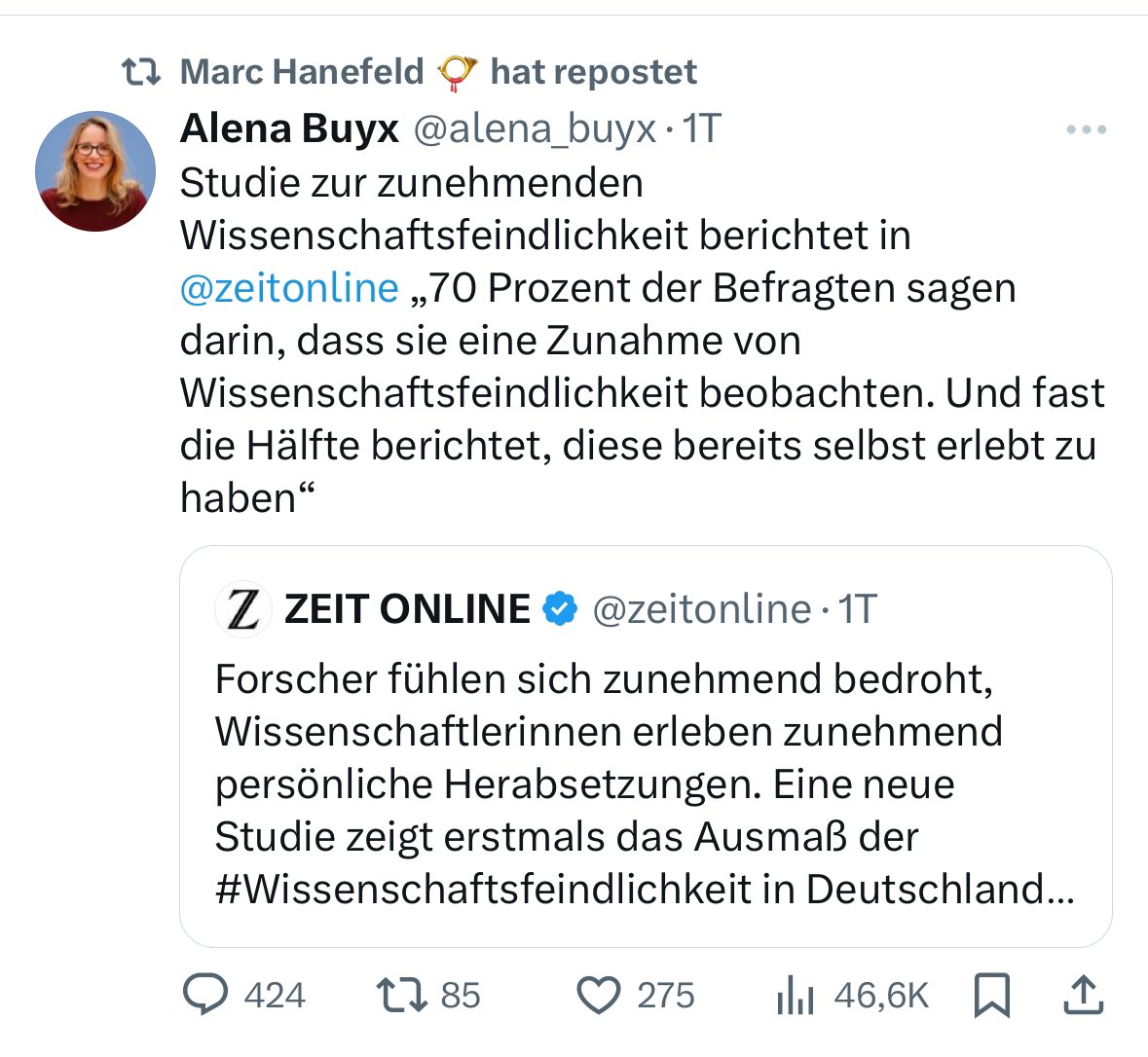 Mit #Wissenschaftsfeindlichkeit hat das wenig zu tun. Nur mit enormem Misstrauen gegenüber mitlaufenden profitierenden sogenannten Wissenschaftlern, die gegen jede Evidenz politische Maßnahmen fördern und unterstützen. Wieso glauben sie, damit durchzukommen? 😎 #Aufarbeitung