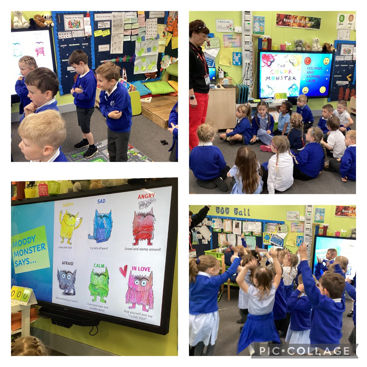 We took part in the healthy happy active event with Ellise from WNDSPP. We discussed and played games about our emotions. Thank you @WNDSSP we love colour monsters! @Astley_Primary