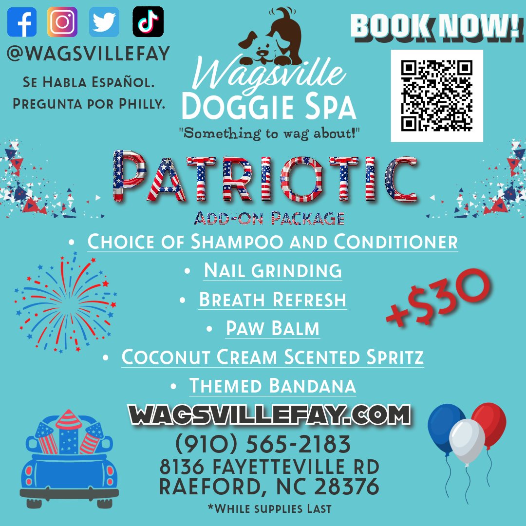 Book your appointment today! Don't forget to ask for the Patriotic Add-on Package!