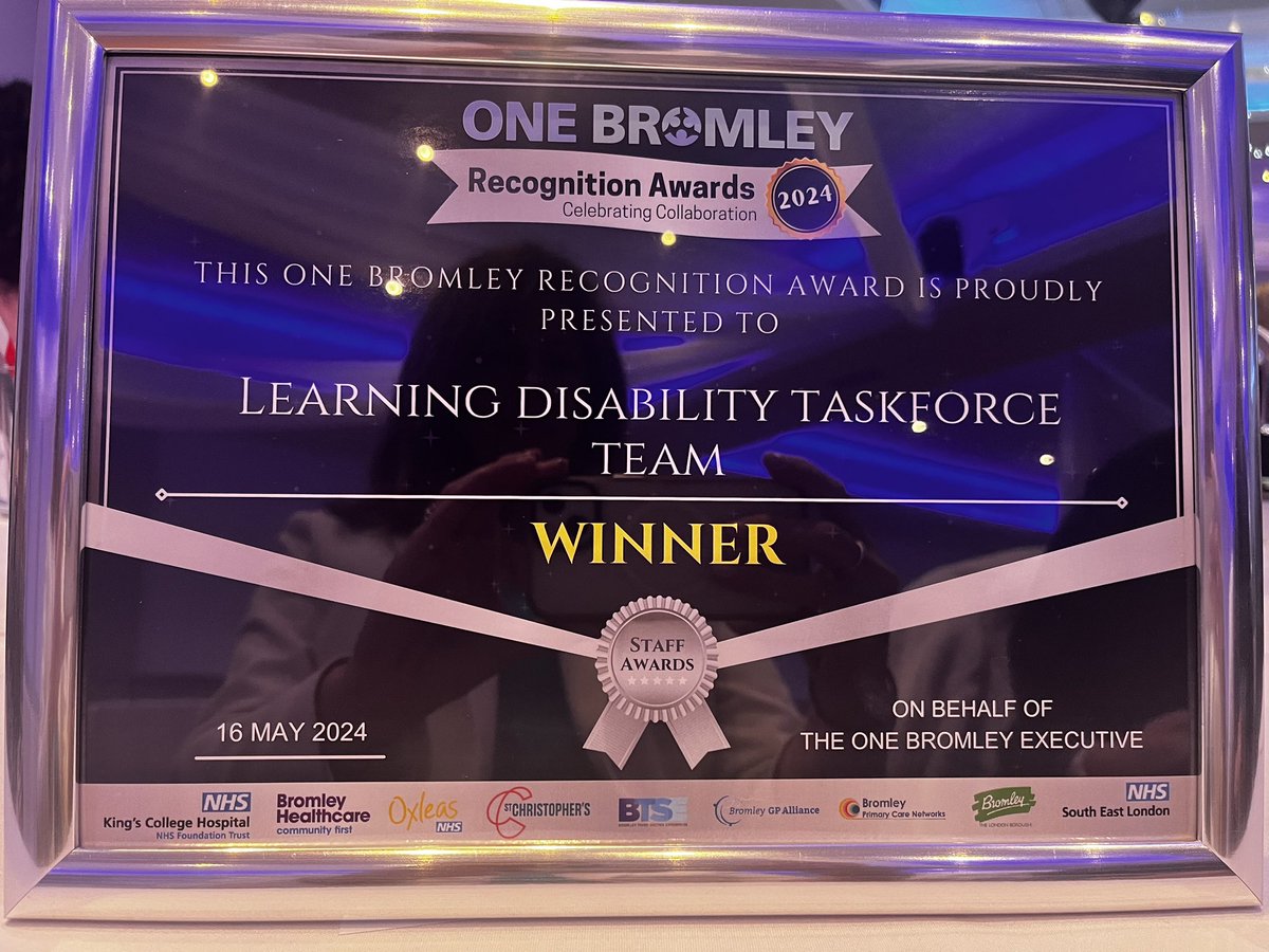 Winners! #onebromleyawards2024
 Learning Disabilities Taskforce Team