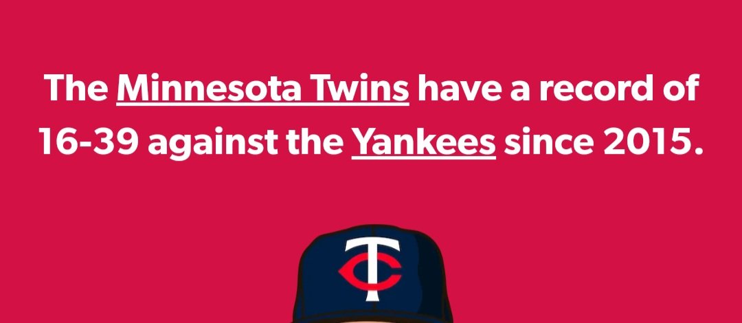 16 and 40 after today's loss. #MinnesotaTwins #MLB #NewYorkYankees @LetsTalk_Twins @SKORNorth