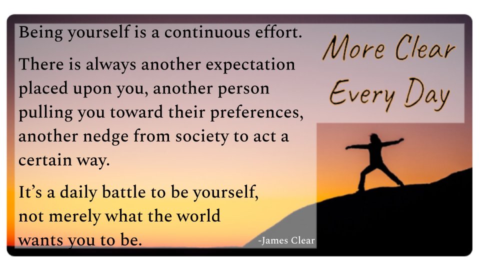 #ThrowBackThursday to the last time you caught yourself not being yourself? How can you avoid slipping away from who you are and want to be?
#MoreClearEveryDay #GettinClear #PowerOfCompounding #Leadership #LittleByLittle #AtomicHabits #TBT #KnowYouBeYou