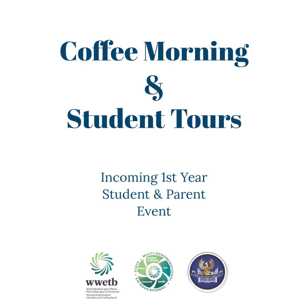 We are really looking forward to meeting our incoming 1st years and their parents tomorrow. Coffee morning 9.30-11am for parents while the students get a ‘day in the life’ experience of CA with the support of our Meitheal Leaders ☕️ <a href="/WWETBofficial/">WWETB</a> 

#community #care #transitions