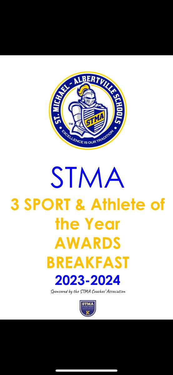 CONGRATULATIONS to our STMA GBB players who were recognized this morning at the 3-Sport & Athlete of the Year Awards Breakfast! 🏀 Ja’Kahla Craft - Athlete of the Year Nominee 🏀 Kaylie Cox, Renae Foster, Cail Jahnke, and Adrienne Lewis - 3 Sport Athletes So proud! 💙💛