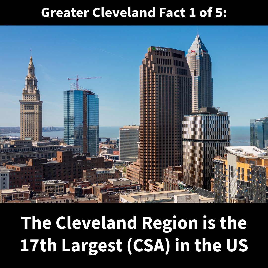 Greater Cleveland is a Top 20 Region in the US with: ➡ 3.7 million people ➡ A $266 billion economy ➡ This makes Greater Cleveland the 3rd largest region in the Midwest and 17th largest in the US. @JobsOhio @TeamNEO @TheCLE @GlobalCleveland @GrtAkronChamber