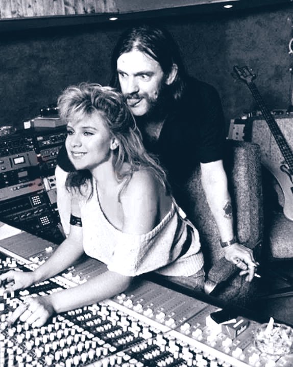Lemmy and Samantha Fox in the studio