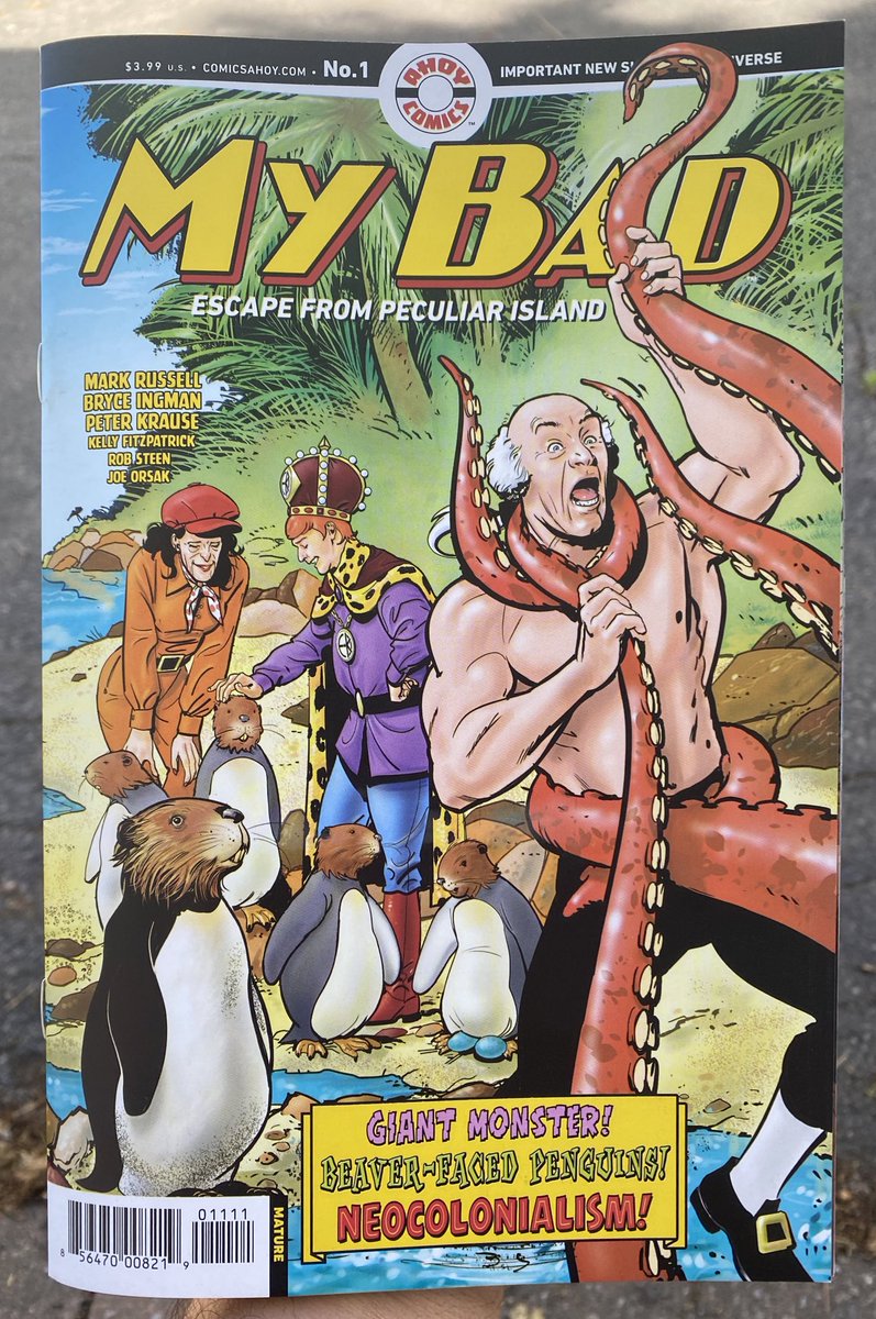 #Comics #NCBD My Bad: Escape From Peculiar Island #1 from @AhoyComicMags by @Manruss @petergkrause Kelly Fitzpatrick & Rob Steen. Unmasked & exposed, the Chandelier is defeated-by the IRS! John 'Amazing' Adams assumes governorship of the tropical Peculiar Islands!
